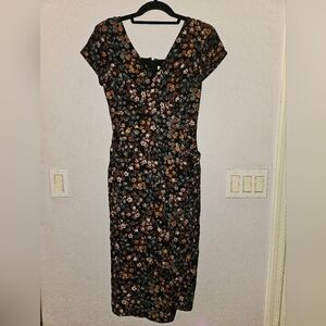 Abercrombie & Fitch Black Floral Midi Dress